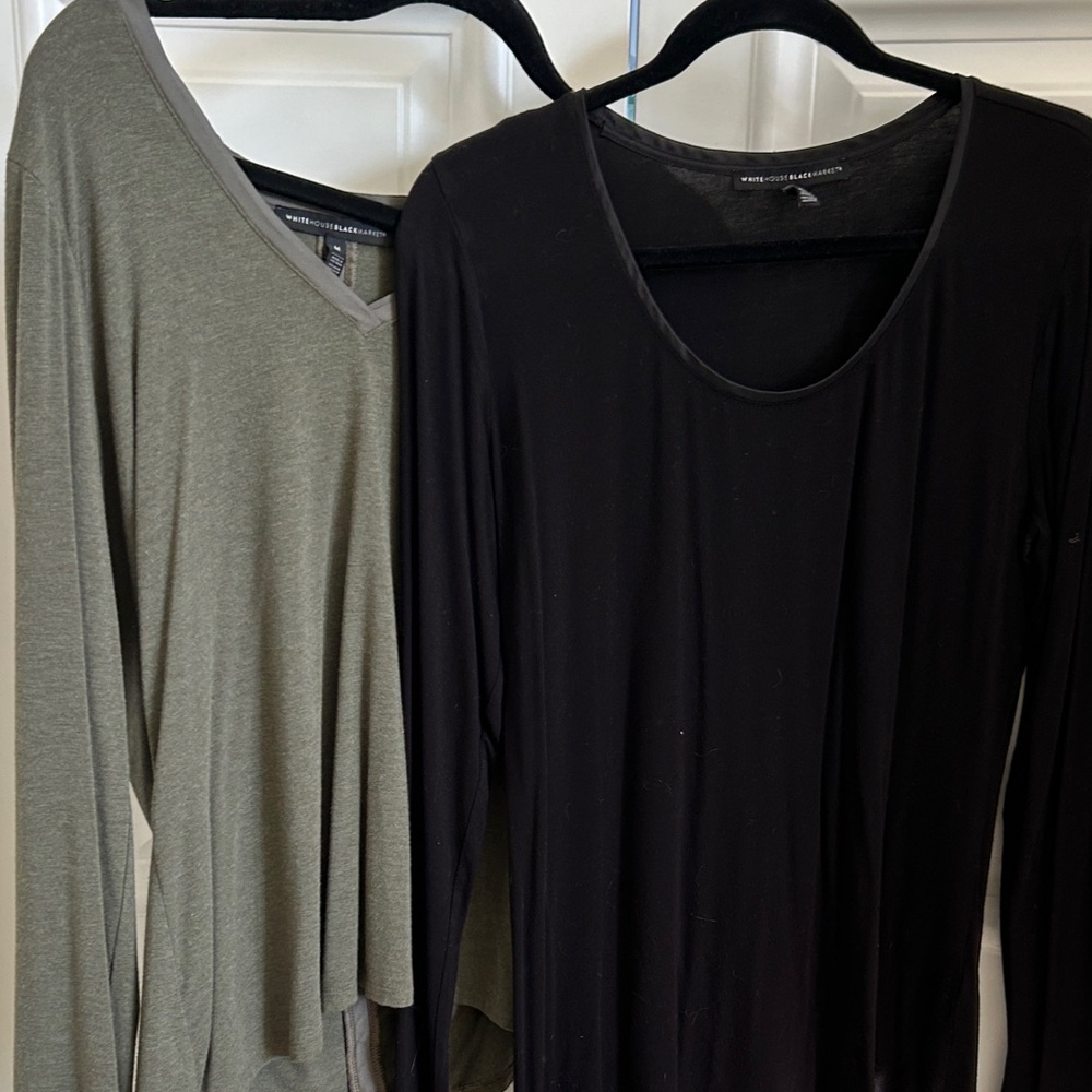 White House Black Market Olive and Black Long Sleeve Tees